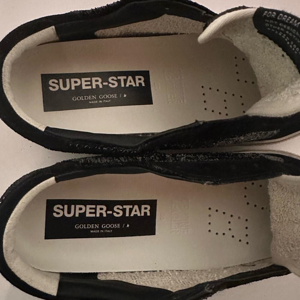 authentic Golden Goose Super Star Sneakers EU 38 US 8 black velvet & suede star - Picture 2 of 14